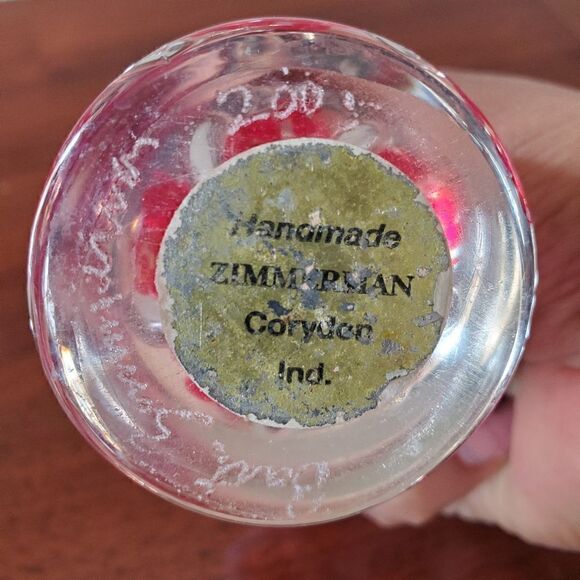 Vintage Paper Weight Hand Made By Zimmerman Corydon . Sign - Picture 7 of 12